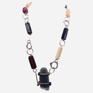 Anne Marie Chagnon Signed Necklace With Blown Glass Beads